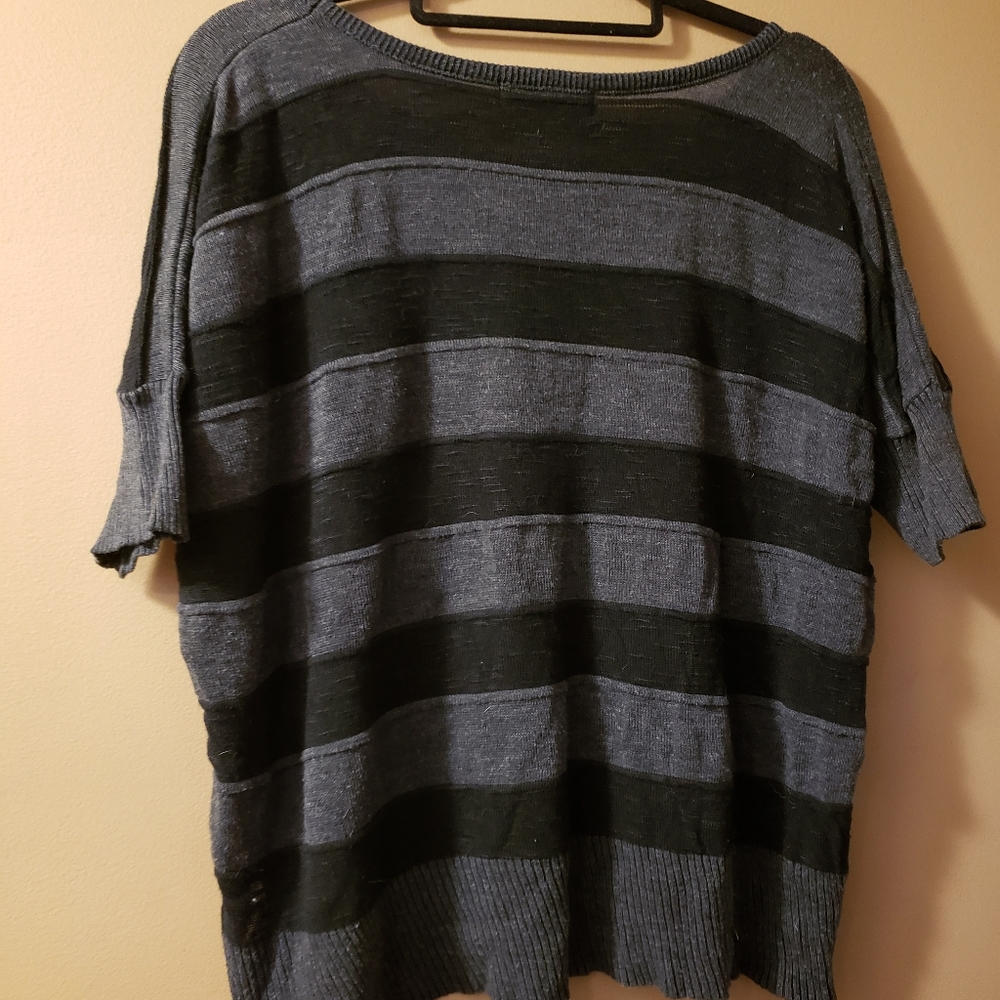 Black/Gray Striped Lightweight Sweater Knit - Picture 2 of 5